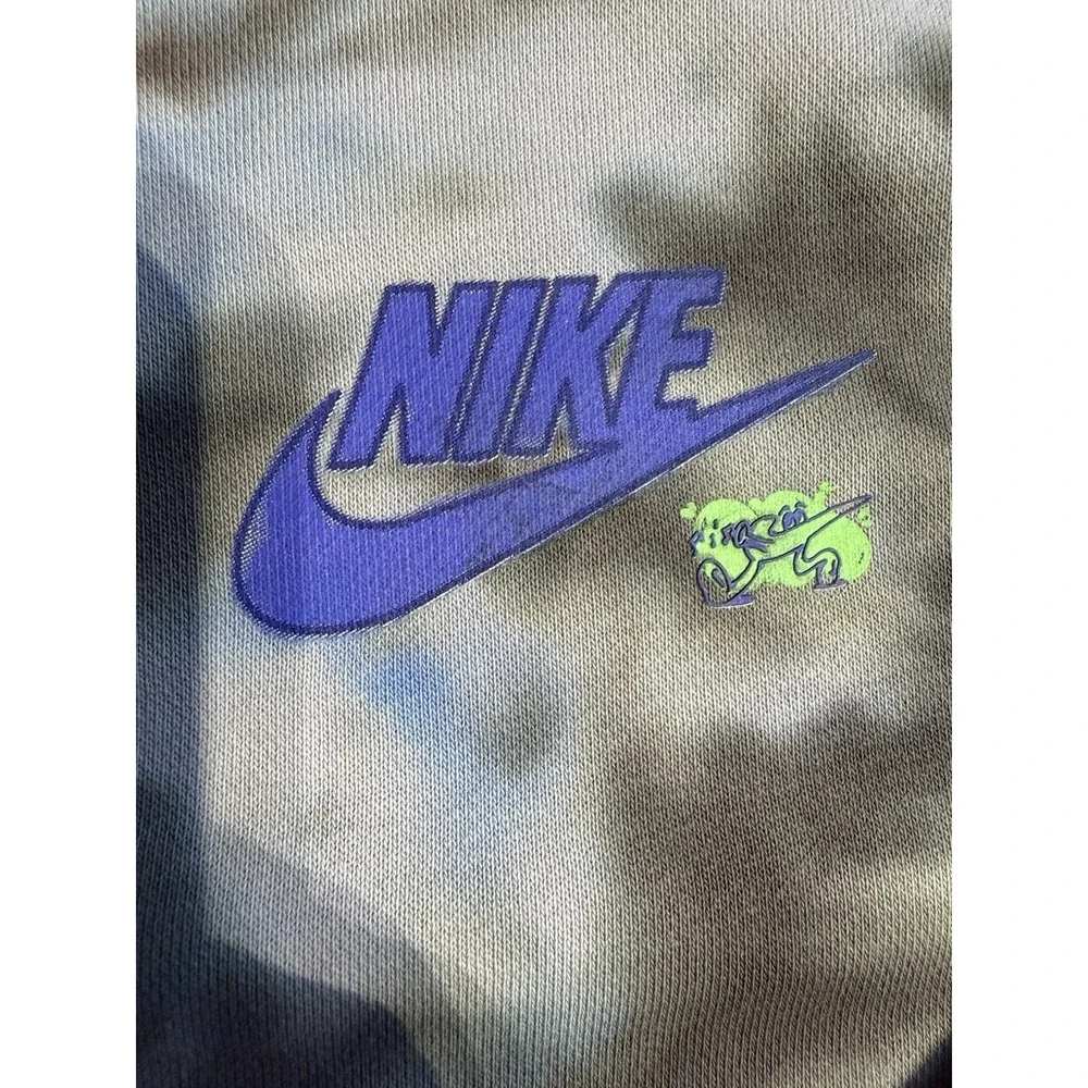 Nike Tie‎ Dye Crewneck Sweatshirt Mens M Gray Black Blue Big Logo Back Swoosh